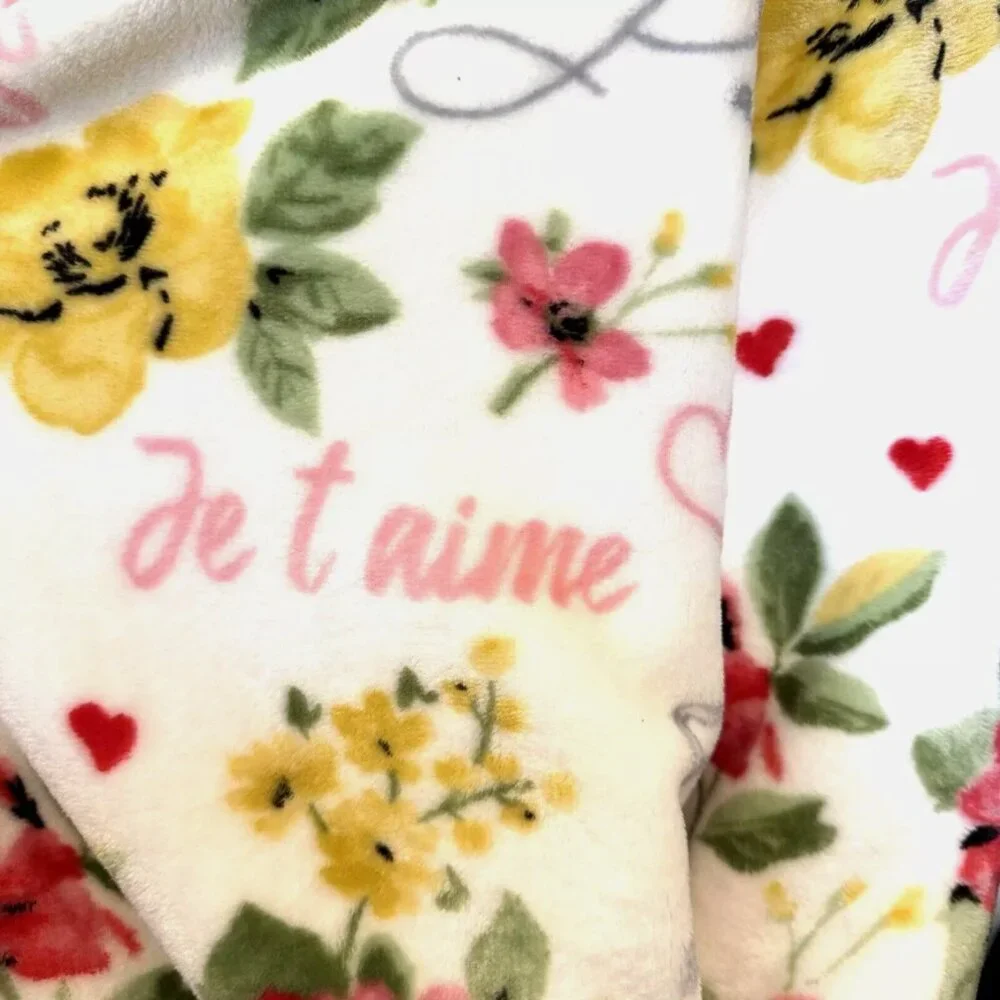 Envogue Paris Throw Blanket Eiffel Tower Floral Je t'aime Love Key Hearts 60x70
